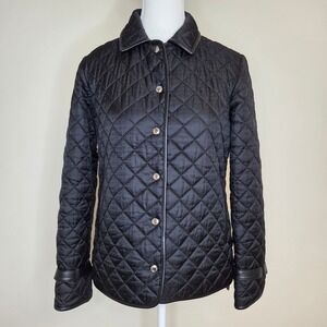 Vintage Y2K Coach Black Quilted Signature C Logo‎ Jacket Leather Trim XS Korea